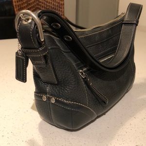 COACH dark brown leather hand bag